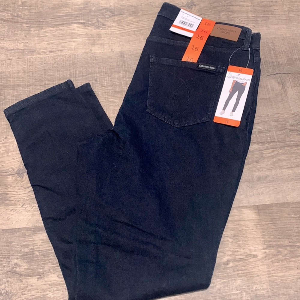 Calvin Klein Jeans Ladies High Rise Jeans Dark Blue Size 16